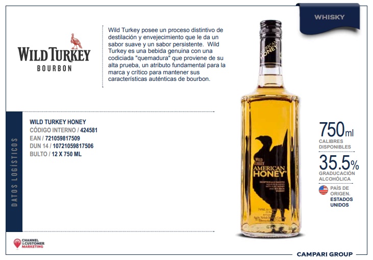 WILD TURKEY AMERICAN HONEY 750CC