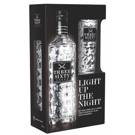 Vodka Three Sixty 37,5º Estuche 1x700cc + Vaso