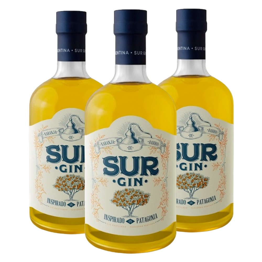 Promo x3 Gin Sur Naranja de Barrio 43º 700cc 10% Off
