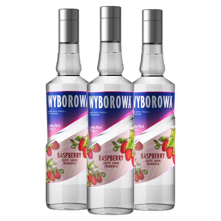 Promo x3 Vodka Wyborowa Raspberry 29º 700cc