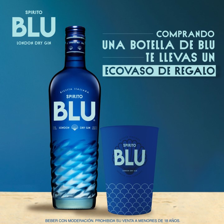 Promo x3 Gin Spirito Blu 700cc + 3 Vasos