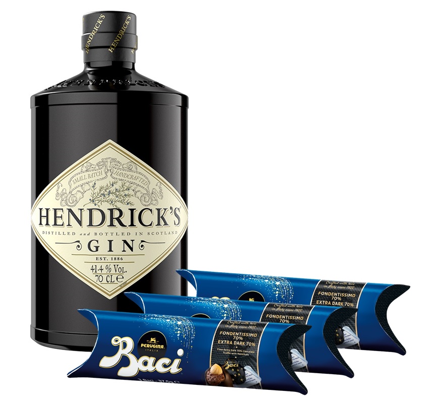 Promo 1 Gin Hendricks 700cc + 3 Baci 70% Tube