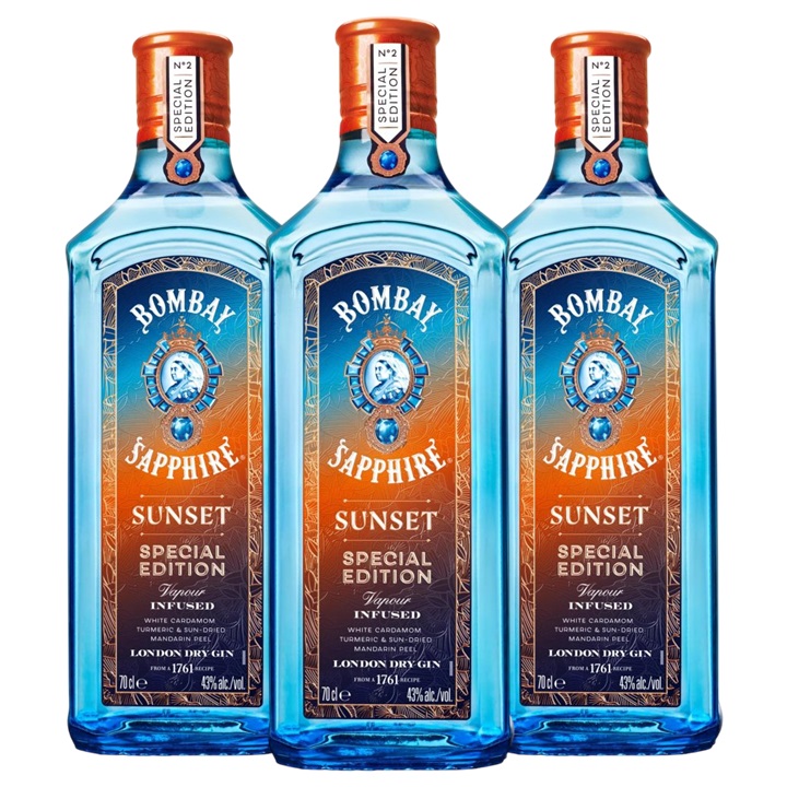 Promo x3 Gin Bombay 43° 700cc (SUNSET EDITION) 16.66% Off