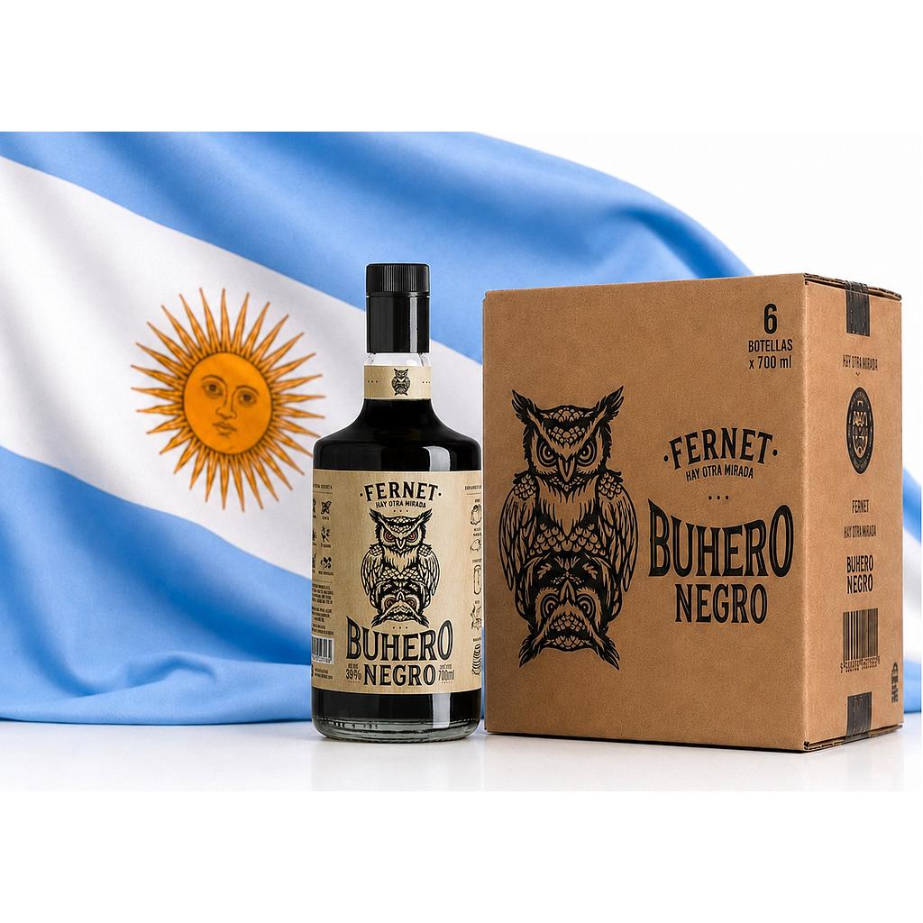 Promo x6 Fernet Buhero Negro 700cc 25% Off + Bandera Argentina