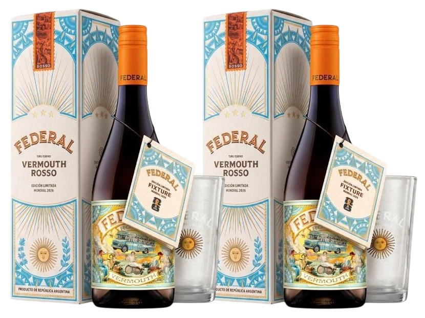 Promo x2 Federal ROSSO Estuche 1x750cc + Vaso (ED MUNDIAL 2026)