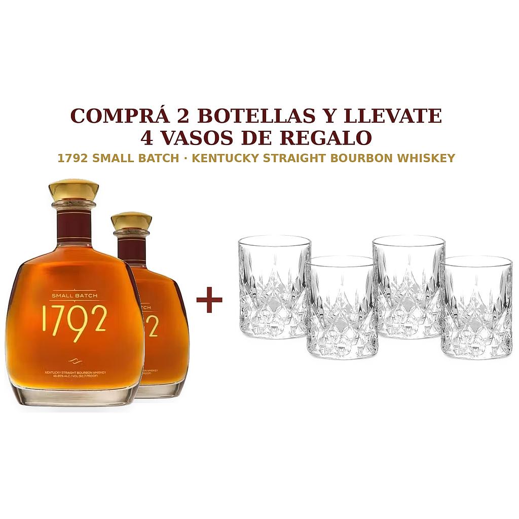 Promo x2 Whiskey Small Batch 1792 Bourbon 750cc + 4 Vasos
